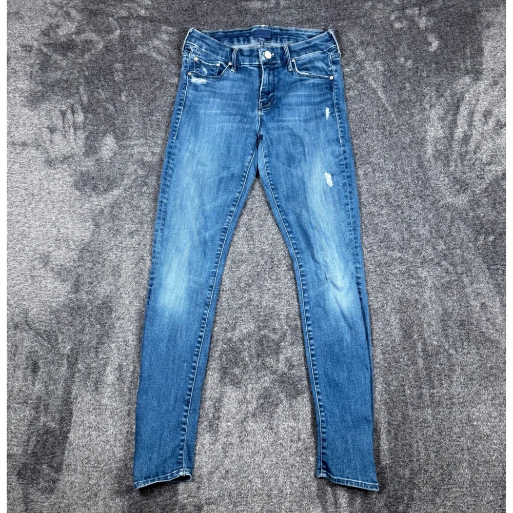 MOTHER The Looker Dark Graffiti Skinny Jeans Womens 25 Stretch Designer Denim
